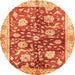 Round Machine Washable Oriental Orange Traditional Area Rugs, wshabs459org