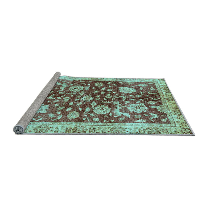 Sideview of Machine Washable Oriental Light Blue Traditional Rug, wshabs459lblu