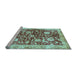 Sideview of Machine Washable Oriental Light Blue Traditional Rug, wshabs459lblu