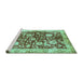 Sideview of Machine Washable Oriental Turquoise Traditional Area Rugs, wshabs459turq