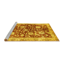Sideview of Machine Washable Oriental Yellow Traditional Rug, wshabs459yw