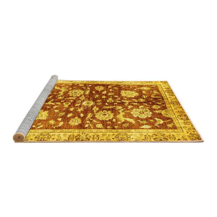 Sideview of Machine Washable Oriental Yellow Traditional Rug, wshabs459yw
