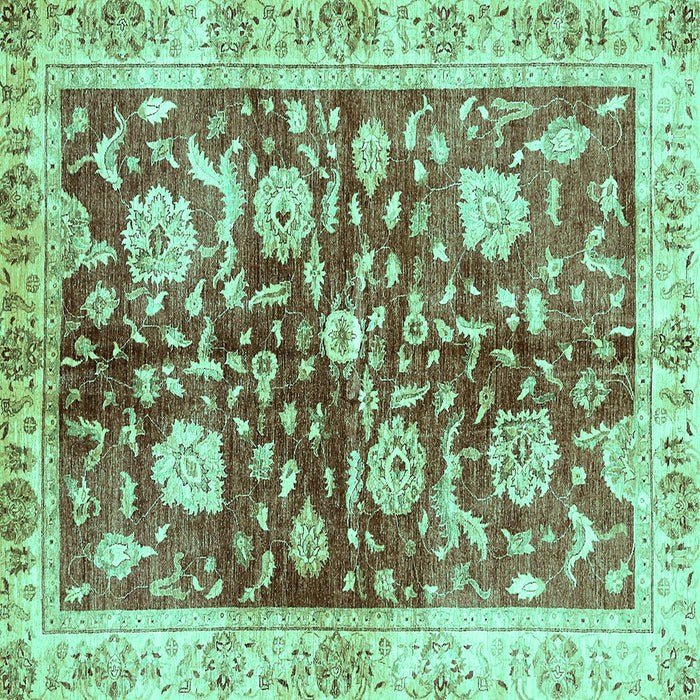 Square Oriental Turquoise Traditional Rug, abs459turq
