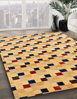 Machine Washable Abstract Chrome Gold Yellow Rug in a Family Room, wshabs45