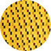 Round Machine Washable Abstract Yellow Modern Rug, wshabs45yw