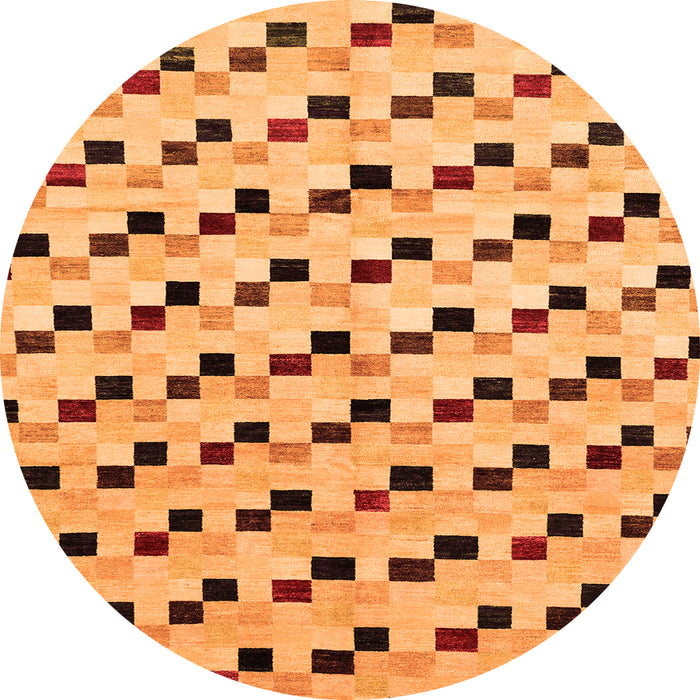 Round Machine Washable Abstract Orange Modern Area Rugs, wshabs45org