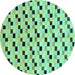 Round Abstract Turquoise Modern Rug, abs45turq