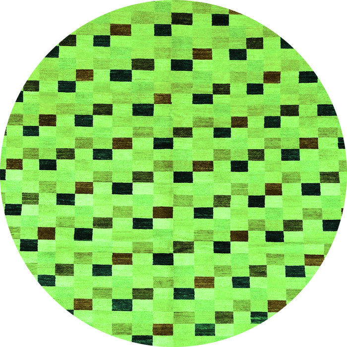 Round Machine Washable Abstract Green Modern Area Rugs, wshabs45grn