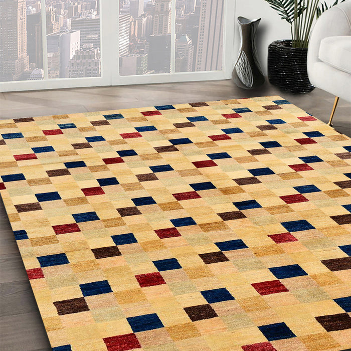 Abstract Chrome Gold Yellow Modern Rug in Family Room, abs45
