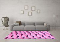 Machine Washable Abstract Pink Modern Rug, wshabs45pnk