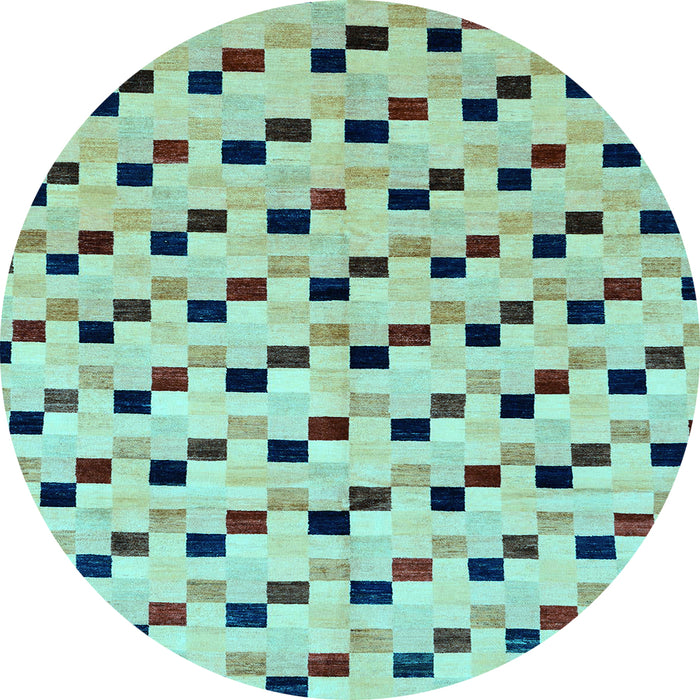Round Abstract Light Blue Modern Rug, abs45lblu