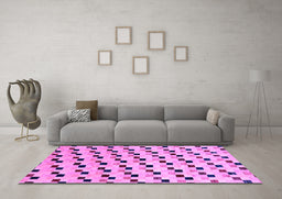 Machine Washable Abstract Purple Modern Area Rugs in a Living Room, wshabs45pur