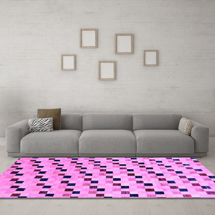 Machine Washable Abstract Purple Modern Area Rugs in a Living Room, wshabs45pur