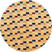 Round Abstract Chrome Gold Yellow Modern Rug, abs45