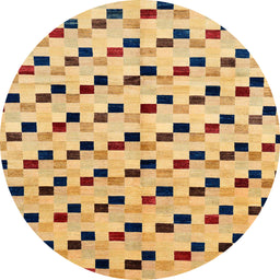 Round Machine Washable Abstract Chrome Gold Yellow Rug, wshabs45