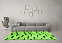 Machine Washable Abstract Green Modern Rug, wshabs45grn