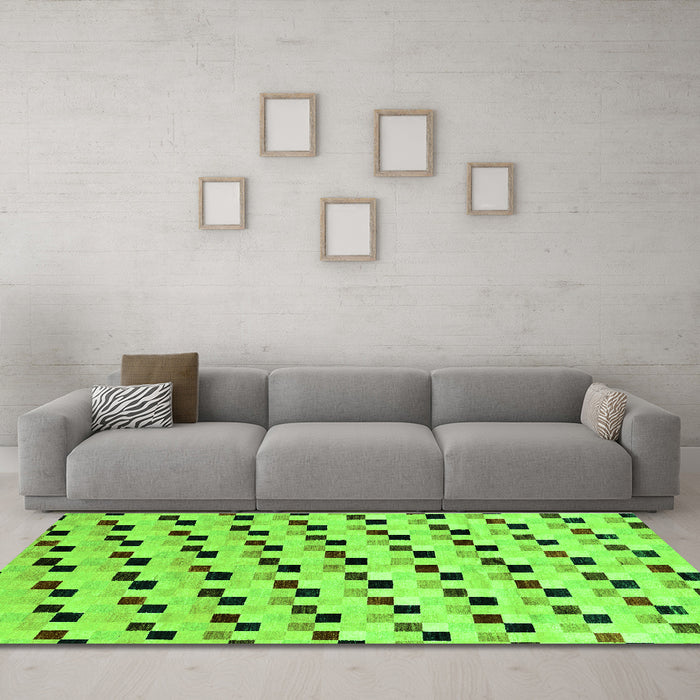 Machine Washable Abstract Green Modern Area Rugs in a Living Room,, wshabs45grn