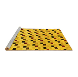 Sideview of Machine Washable Abstract Yellow Modern Rug, wshabs45yw
