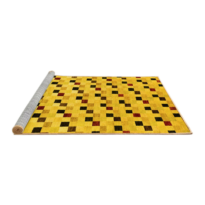 Sideview of Machine Washable Abstract Yellow Modern Rug, wshabs45yw