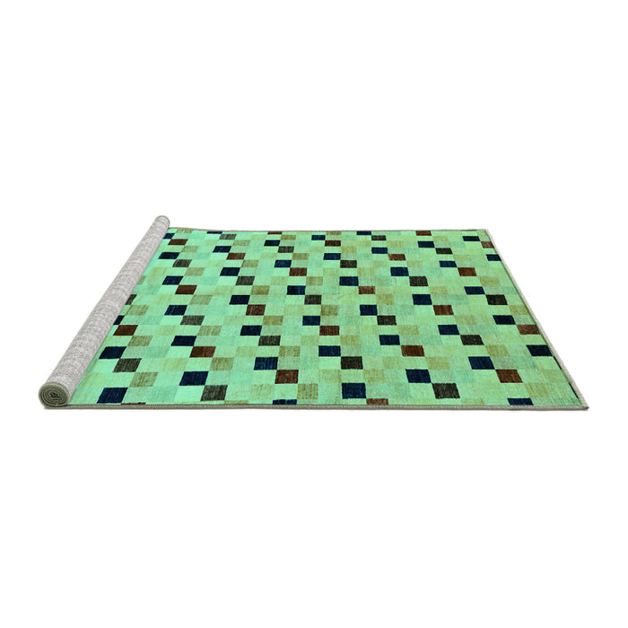 Sideview of Machine Washable Abstract Turquoise Modern Area Rugs, wshabs45turq