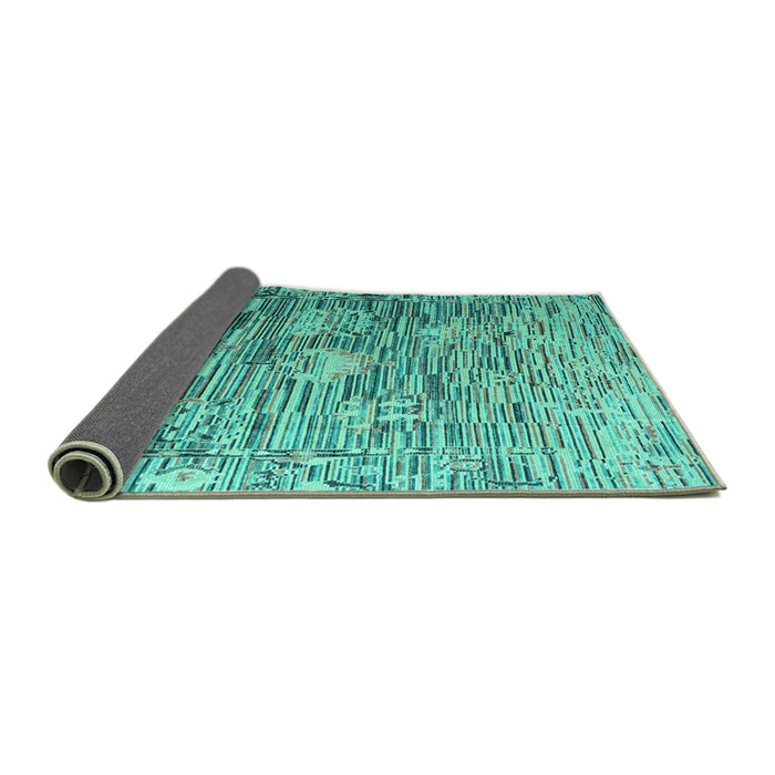 Sideview of Abstract Turquoise Modern Rug, abs4600turq