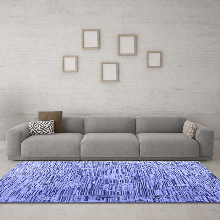 Machine Washable Abstract Blue Modern Rug in a Living Room, wshabs4600blu