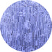 Round Machine Washable Abstract Blue Modern Rug, wshabs4600blu