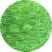 Round Machine Washable Abstract Green Modern Area Rugs, wshabs4600grn