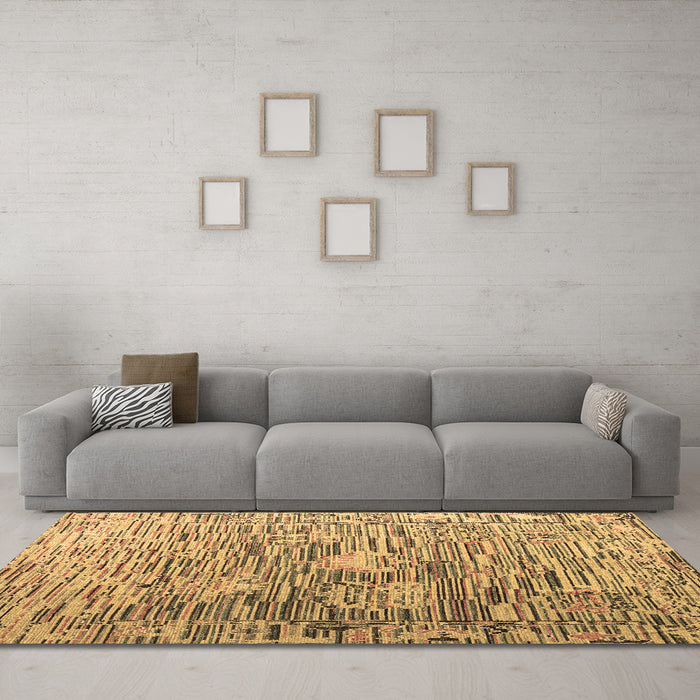 Machine Washable Abstract Brown Modern Rug in a Living Room,, wshabs4600brn