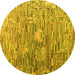 Round Machine Washable Abstract Yellow Modern Rug, wshabs4600yw