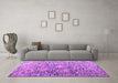 Machine Washable Abstract Purple Modern Area Rugs in a Living Room, wshabs4600pur