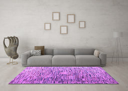 Machine Washable Abstract Purple Modern Area Rugs in a Living Room, wshabs4600pur