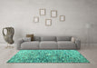 Machine Washable Abstract Turquoise Modern Area Rugs in a Living Room,, wshabs4600turq