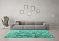 Machine Washable Abstract Turquoise Modern Rug, wshabs4600turq