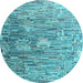 Round Abstract Light Blue Modern Rug, abs4600lblu