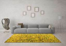 Machine Washable Abstract Yellow Modern Rug in a Living Room, wshabs4600yw