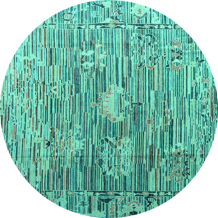 Round Abstract Turquoise Modern Rug, abs4600turq