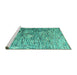 Sideview of Machine Washable Abstract Turquoise Modern Area Rugs, wshabs4600turq