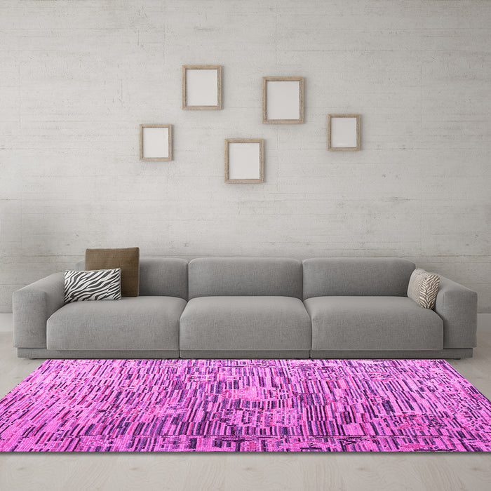 Machine Washable Abstract Pink Modern Rug in a Living Room, wshabs4600pnk