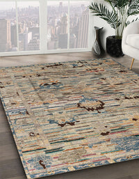 Abstract Light French Beige Brown Modern Rug, abs4601