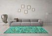 Machine Washable Abstract Turquoise Modern Area Rugs in a Living Room,, wshabs4601turq