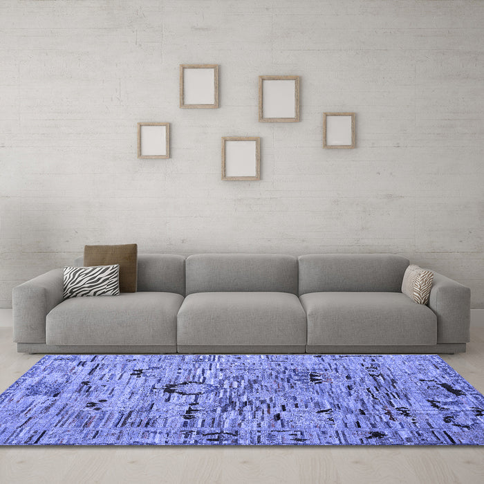 Machine Washable Abstract Blue Modern Rug in a Living Room, wshabs4601blu