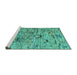 Sideview of Machine Washable Abstract Turquoise Modern Area Rugs, wshabs4601turq