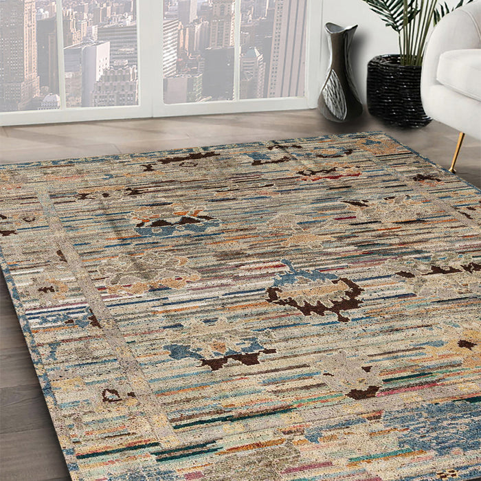 Machine Washable Abstract Light French Beige Brown Rug in a Family Room, wshabs4601