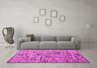 Machine Washable Abstract Pink Modern Rug, wshabs4601pnk