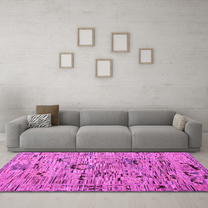 Machine Washable Abstract Pink Modern Rug in a Living Room, wshabs4601pnk