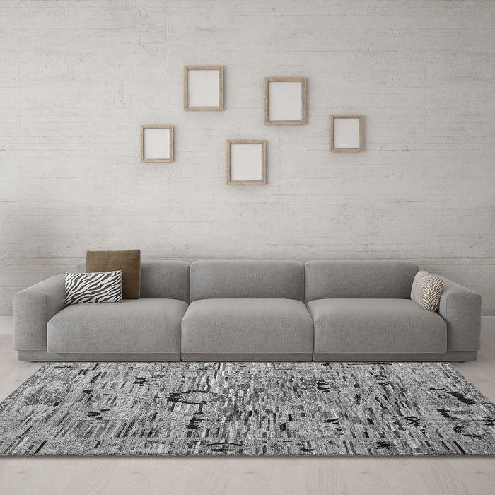 Machine Washable Abstract Gray Modern Rug in a Living Room,, wshabs4601gry