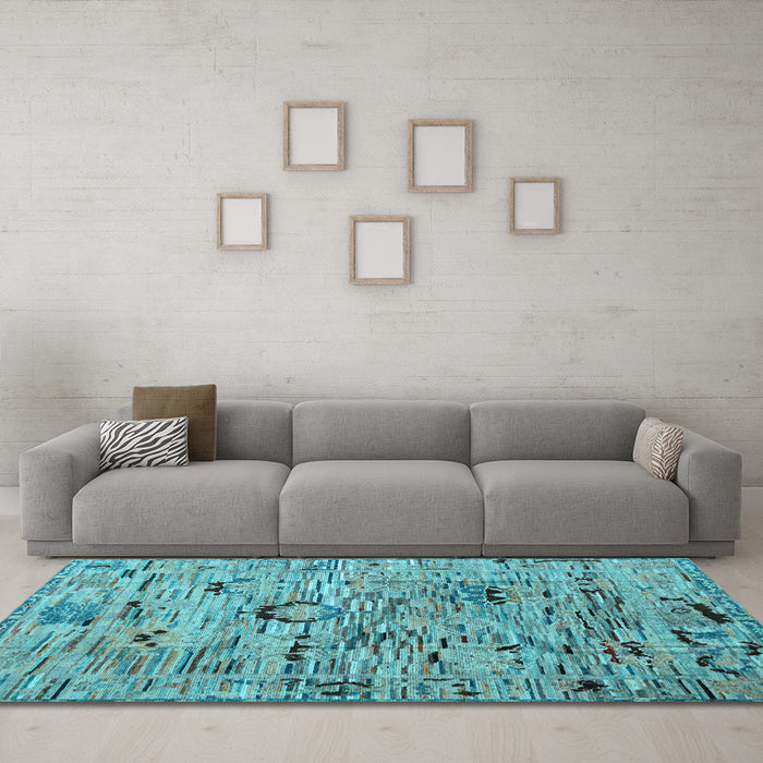 Machine Washable Abstract Light Blue Modern Rug in a Living Room, wshabs4601lblu