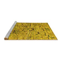 Sideview of Machine Washable Abstract Yellow Modern Rug, wshabs4601yw