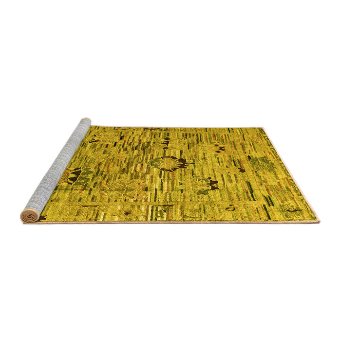 Sideview of Machine Washable Abstract Yellow Modern Rug, wshabs4601yw